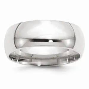 10k White Gold 8mm Standard Comfort Fit Wedding Band Ring