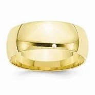 10k Yellow Gold 8mm Lightweight Comfort Fit Wedding Band Ring