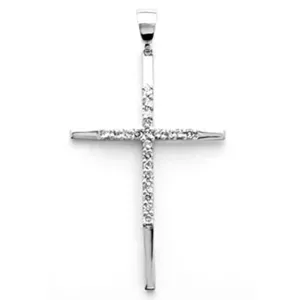 14k White Gold Diamond Cross Pendant