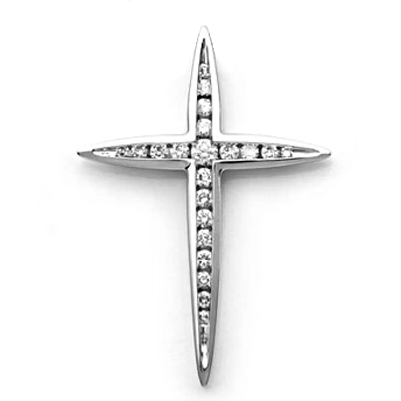 18k White Gold Diamond Cross Pendant