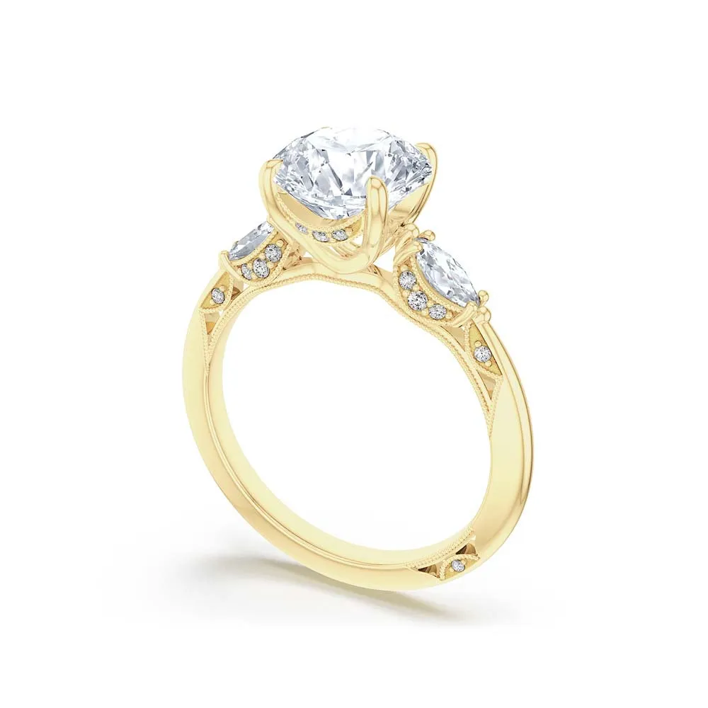 18k Yellow Gold Diamond Three Stone Engagement Ring