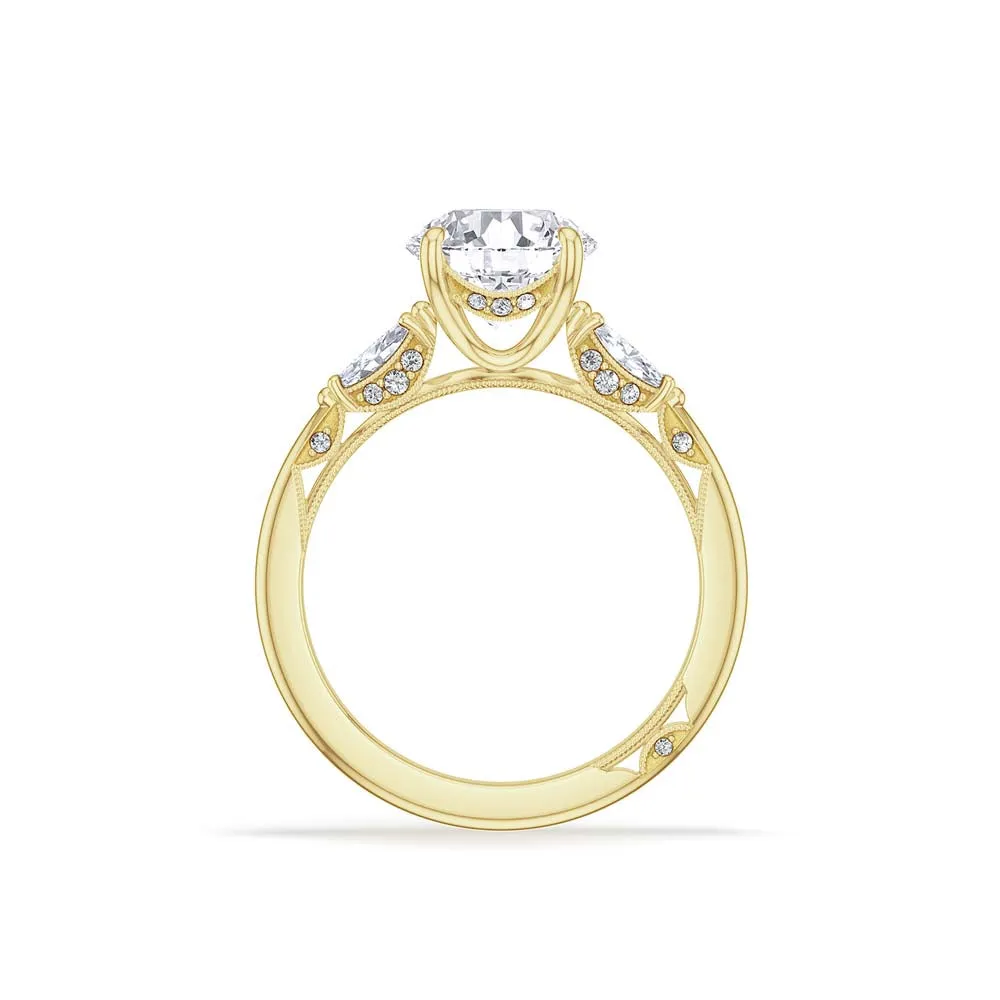 18k Yellow Gold Diamond Three Stone Engagement Ring