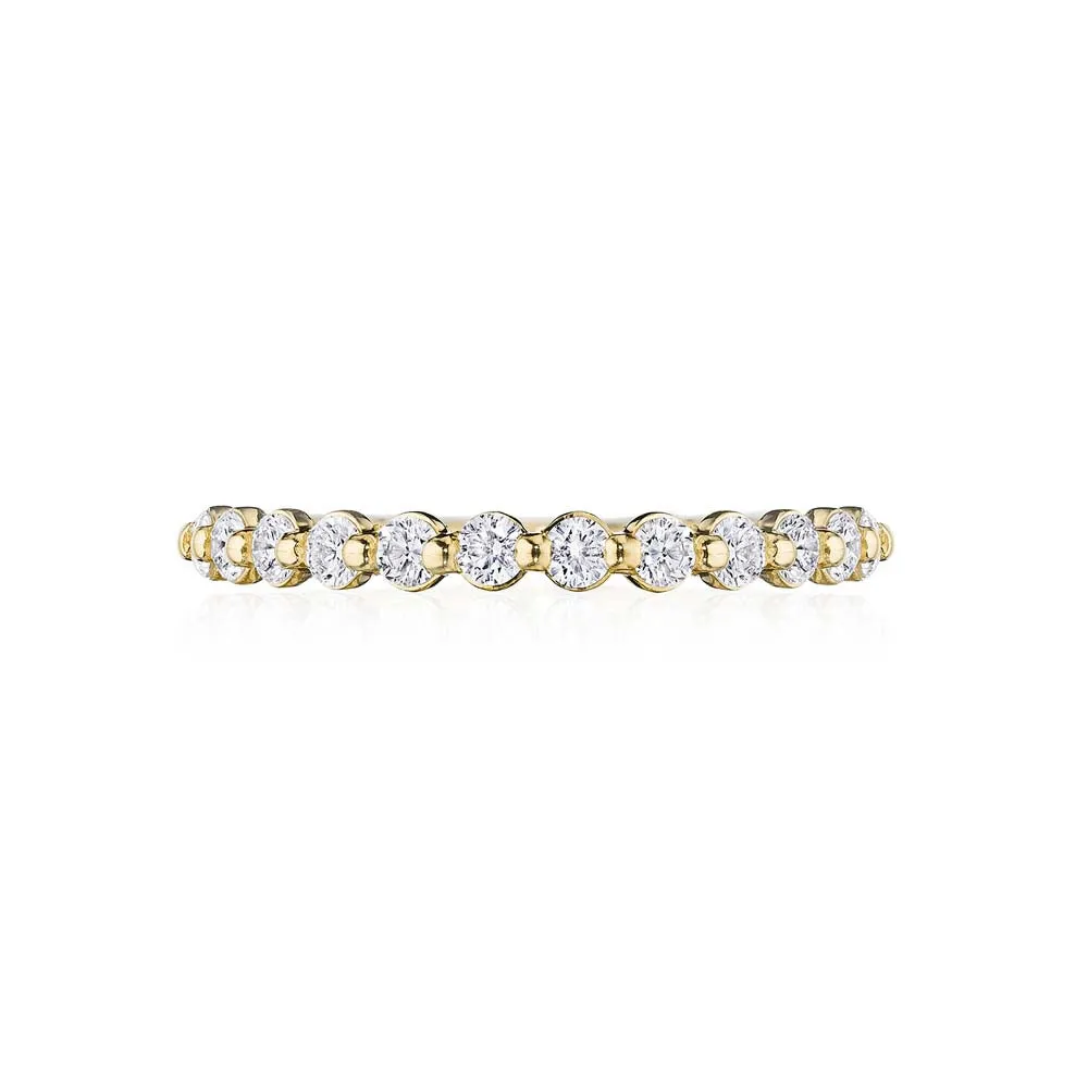 18k Yellow Gold Two-Prong Diamond Wedding Band