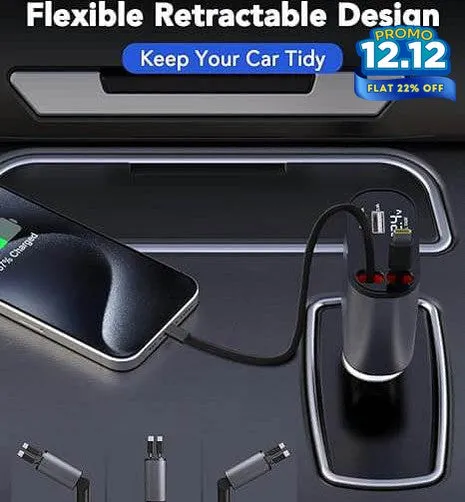 4 in 1 Retractable Car Phone Charger