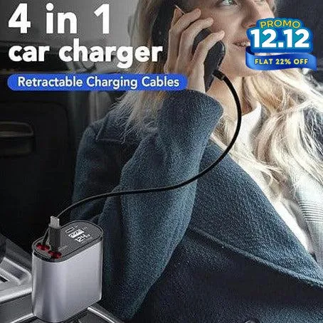 4 in 1 Retractable Car Phone Charger