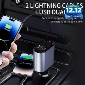 4 in 1 Retractable Car Phone Charger