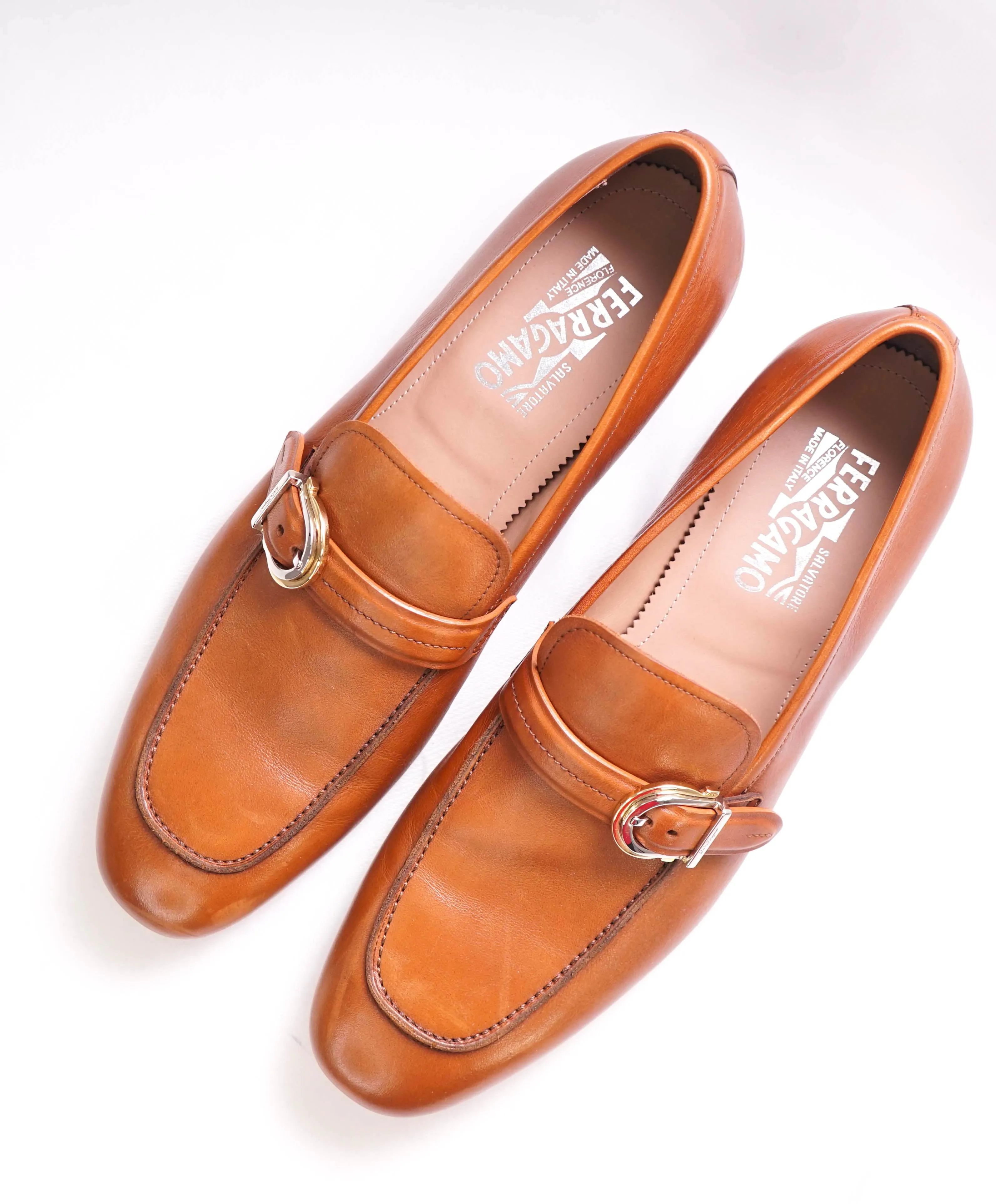 $850 SALVATORE FERRAGAMO - “PORTLAND" Brown Gld/Slvr Loafer - 11.5 US