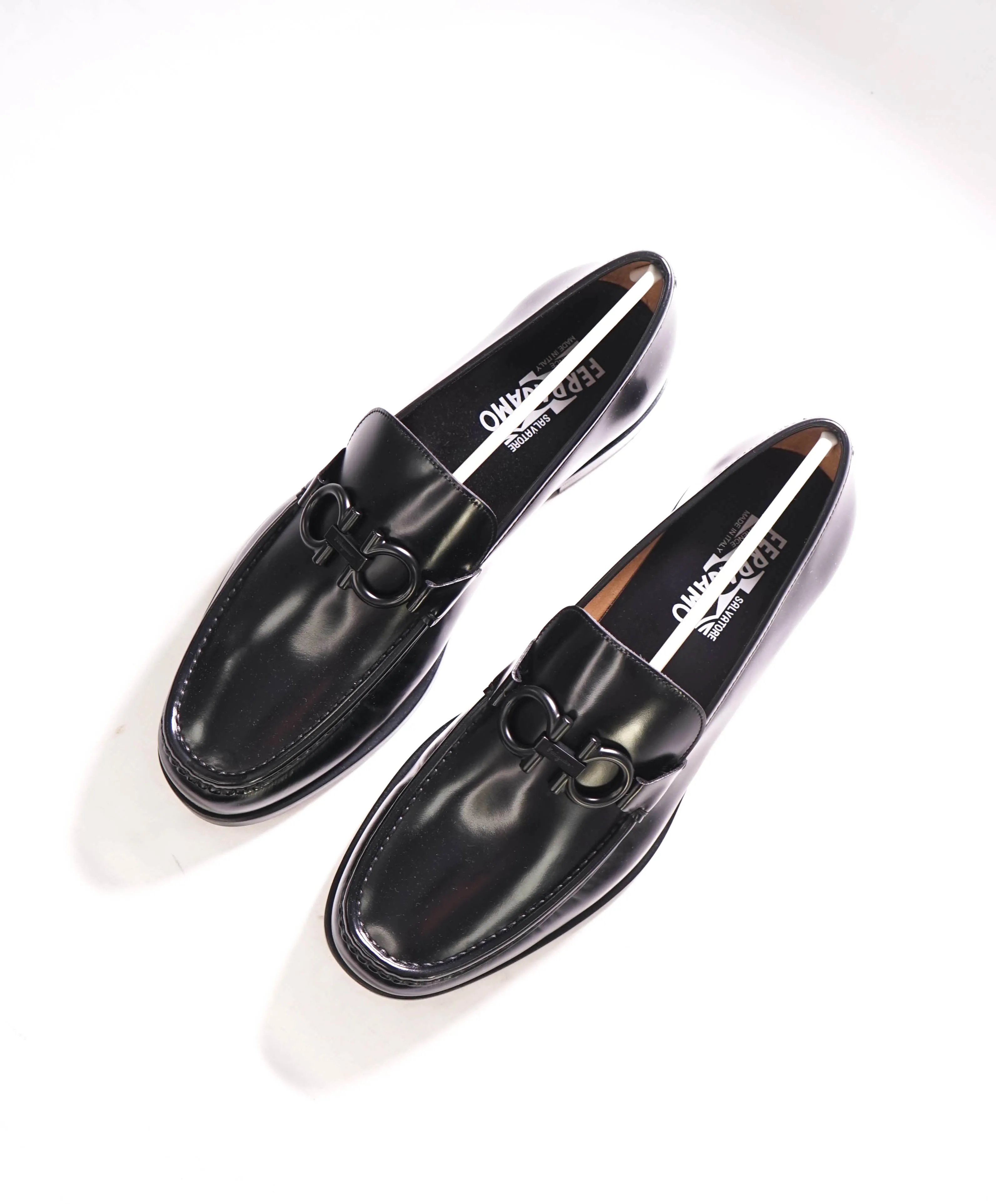 $850 SALVATORE FERRAGAMO - “ROLO" Gancini Bit Loafer Black Leather - 12 EE US