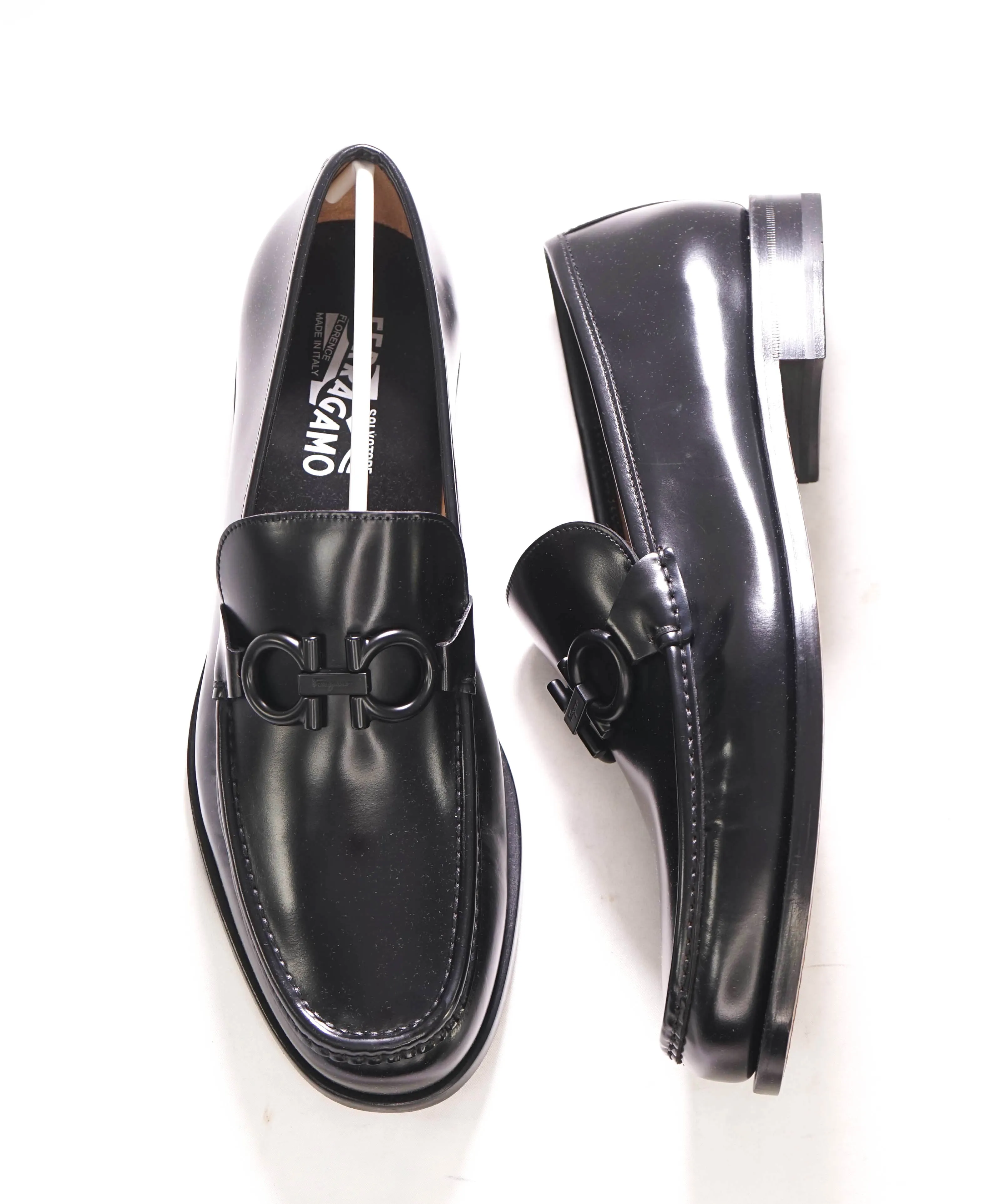 $850 SALVATORE FERRAGAMO - “ROLO" Gancini Bit Loafer Black Leather - 12 EE US