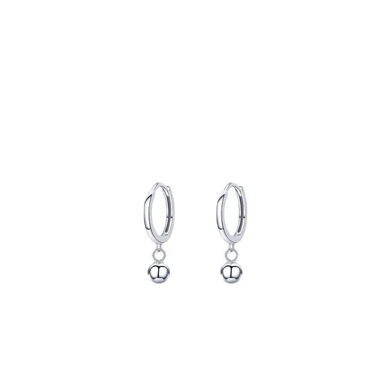 925 Sterling Silver Personalized Earrings with Simple Bead Design