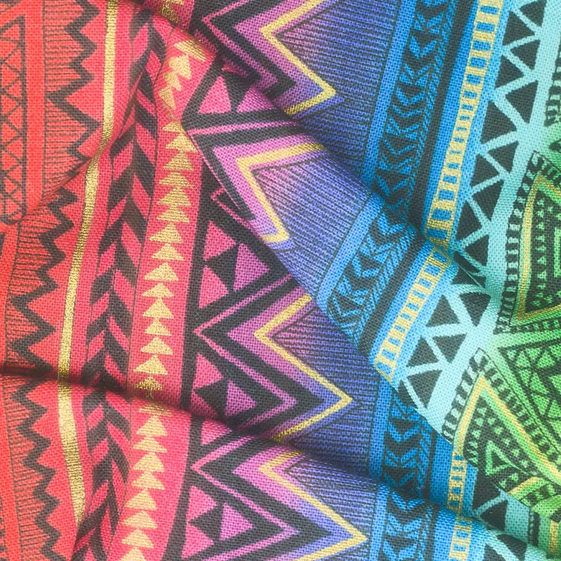 African Sunset - African Tribal Stripes Multi Metallic Yardage