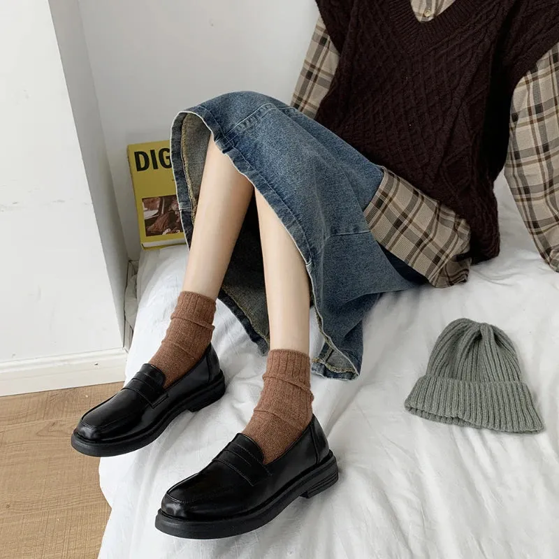 Aiertu Mary Jane Shoes JK Commuter Uniform Loafers Women Lolita Shoes Girls Japanese School College Gothic Mocassins Leather Flats