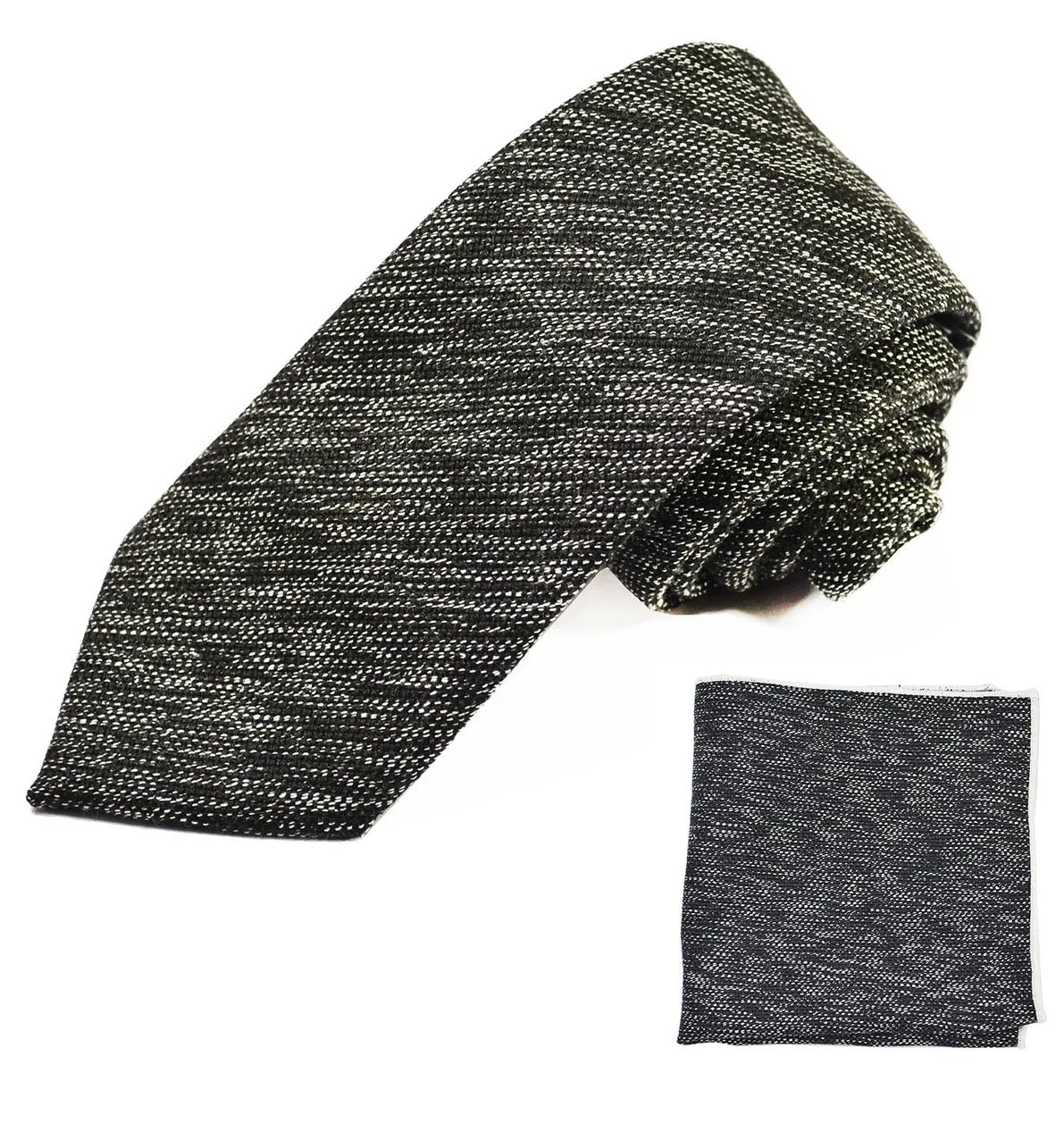 Black Cotton Tie Set by Paul Malone