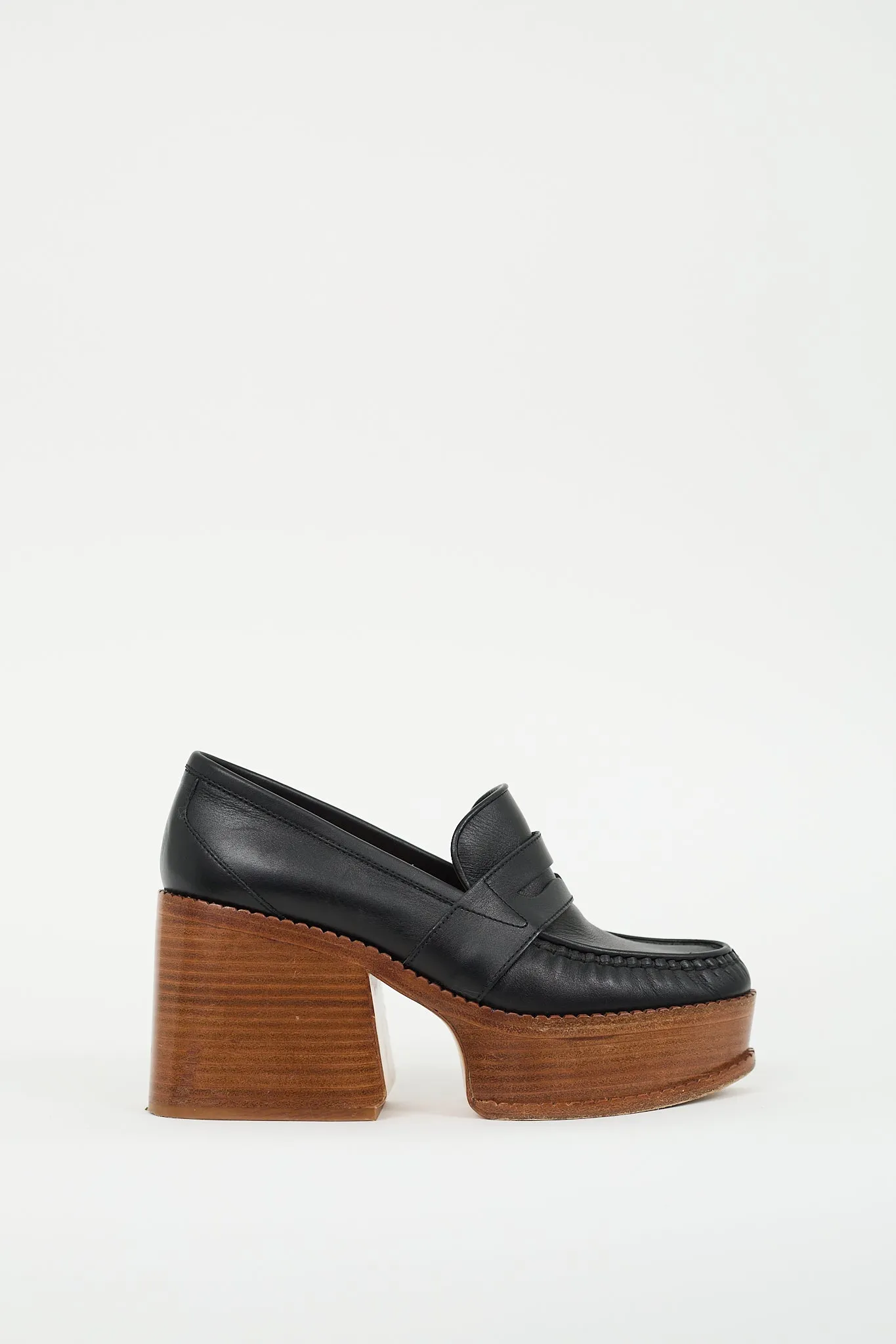 Black Leather Augusta Heeled Loafer