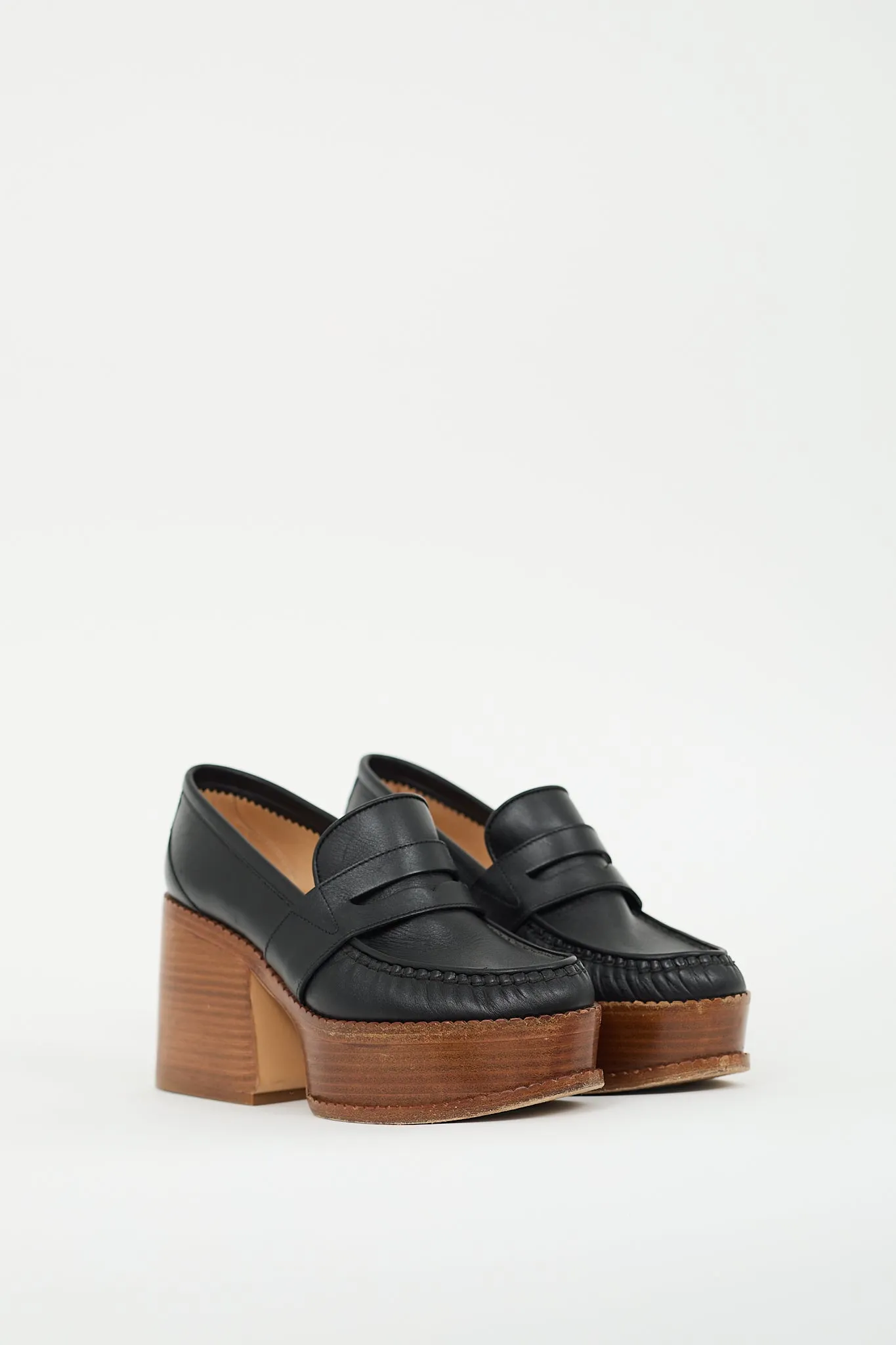 Black Leather Augusta Heeled Loafer