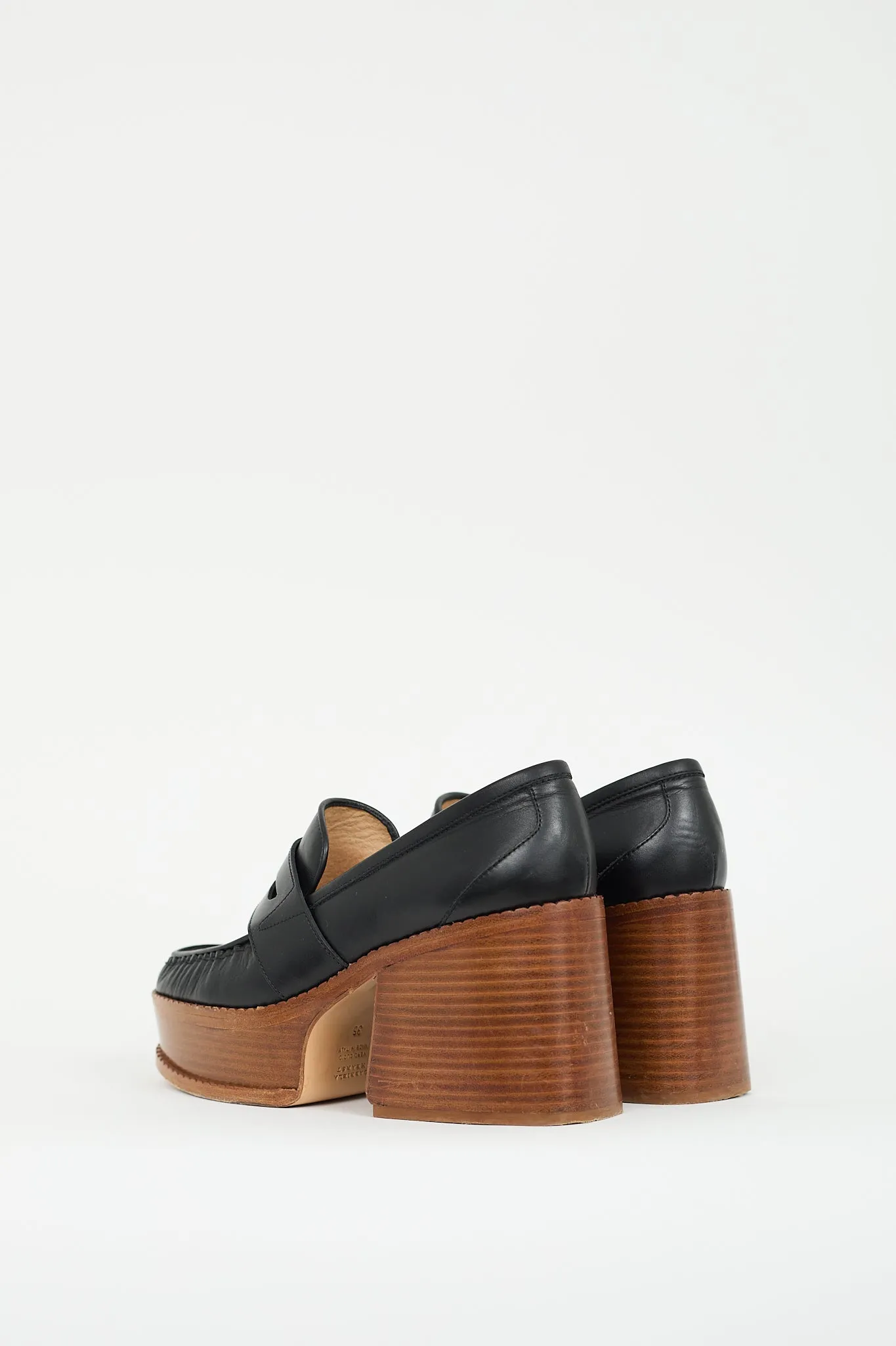 Black Leather Augusta Heeled Loafer