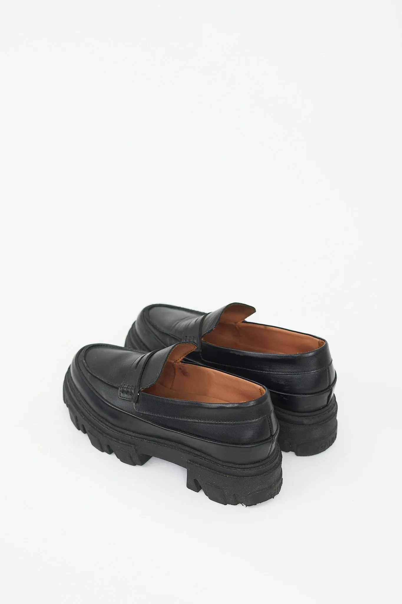 Black Leather Chunky Loafer