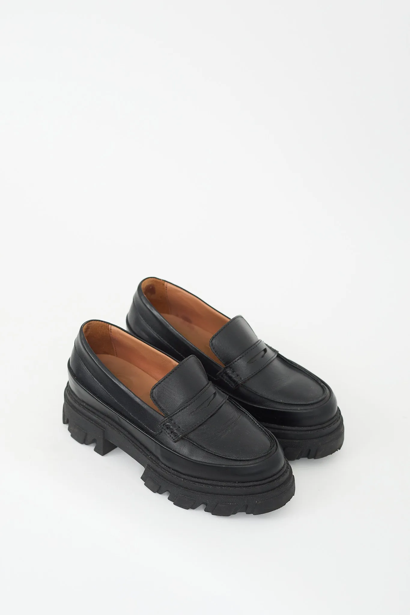 Black Leather Chunky Loafer