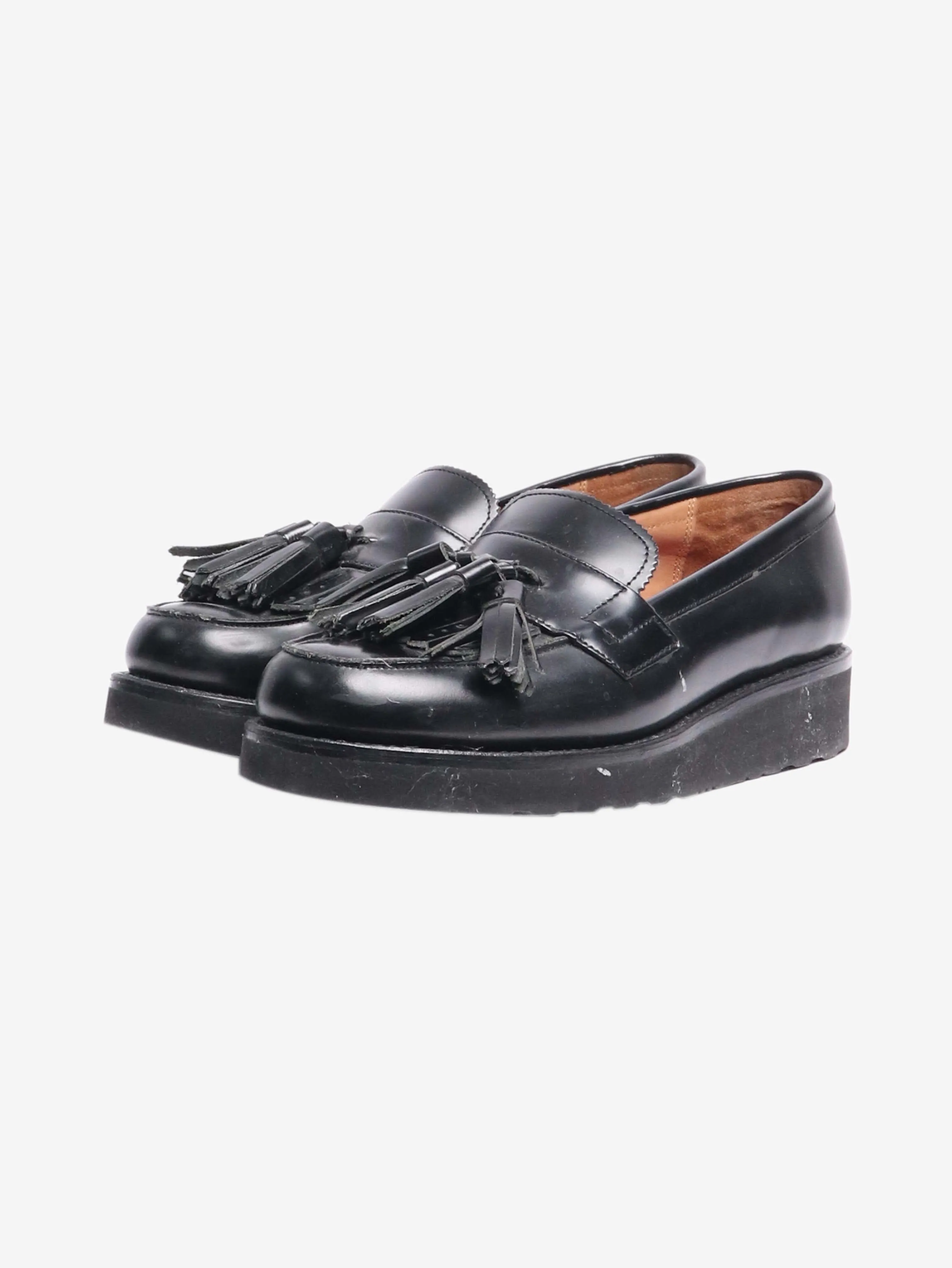 Black leather tassel loafers - size EU 40