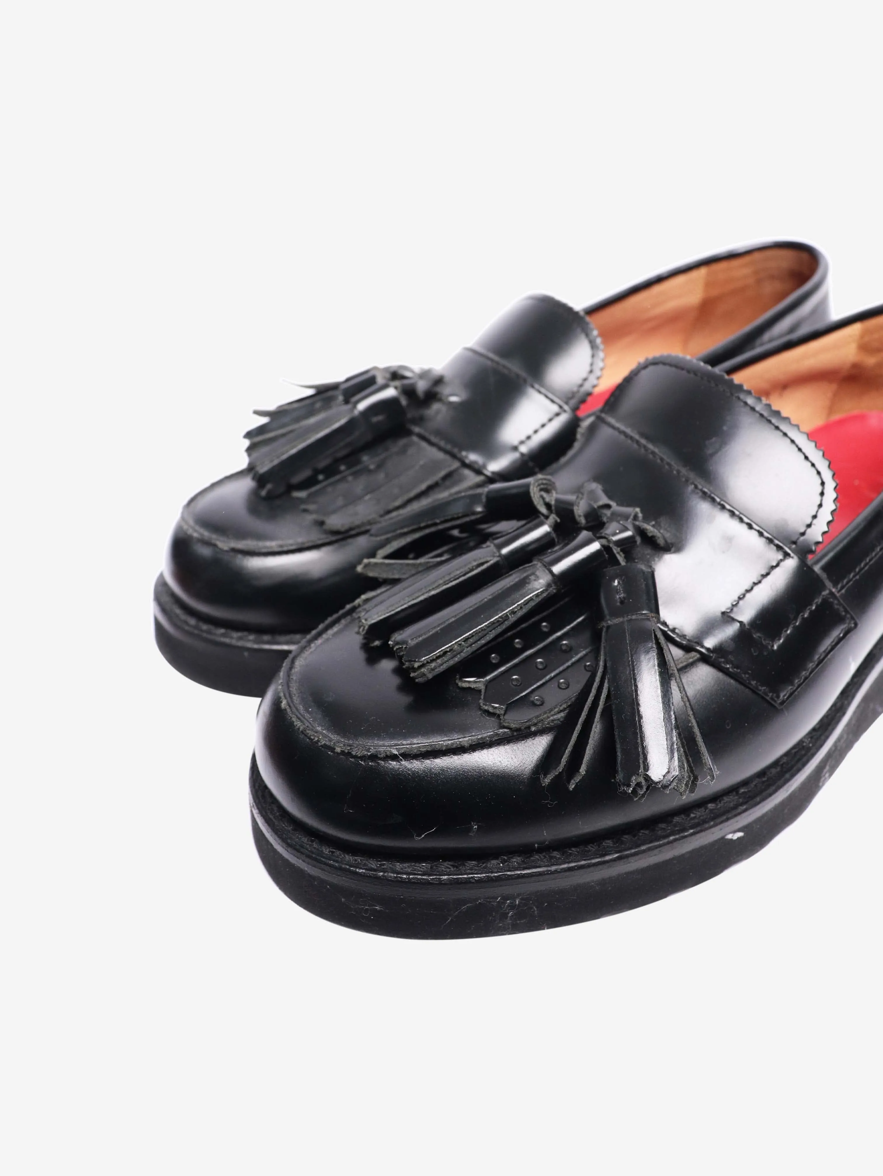 Black leather tassel loafers - size EU 40