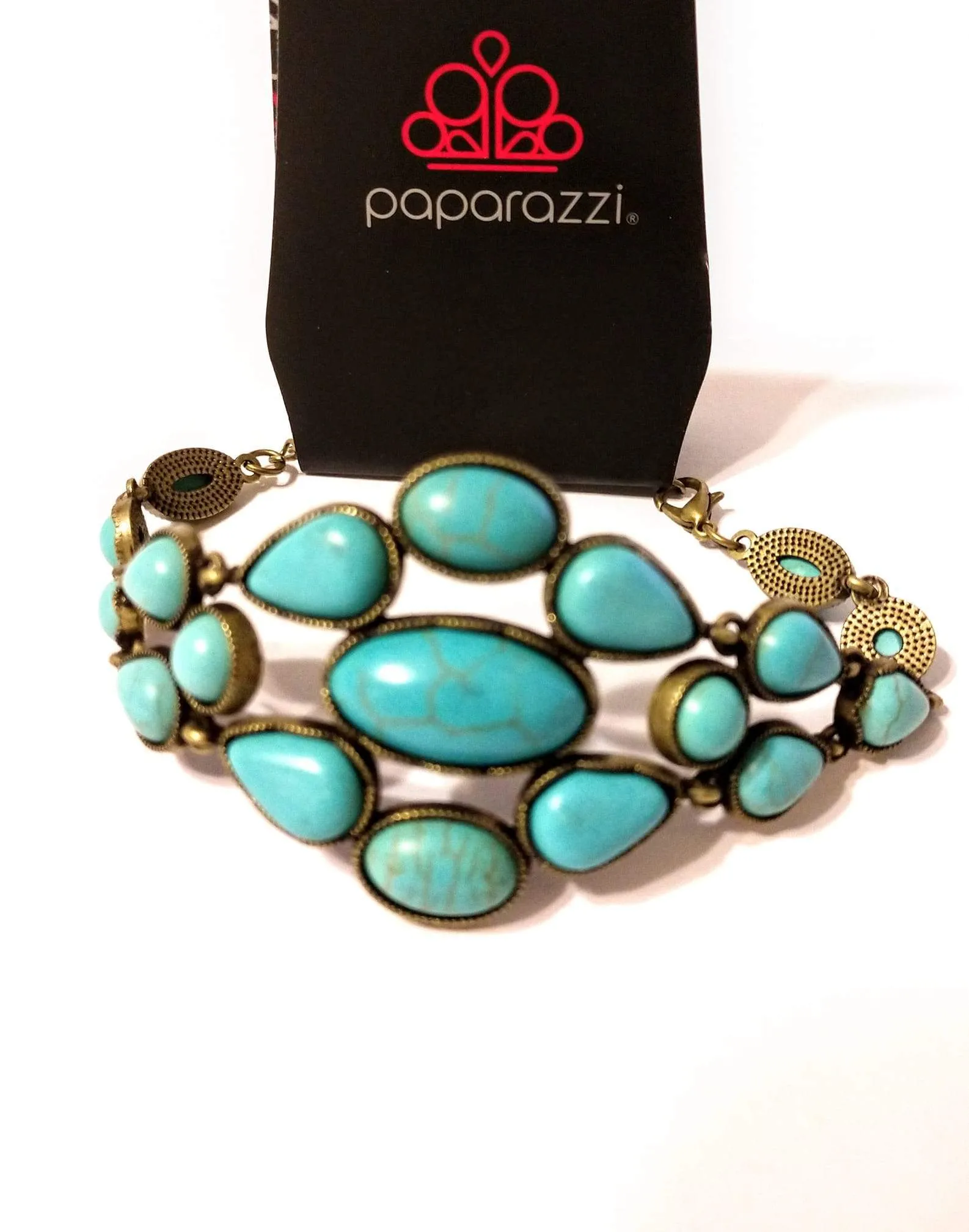 Blooming Prairies Blue Turquoise Stone and Brass Bracelet - Paparazzi Accessories