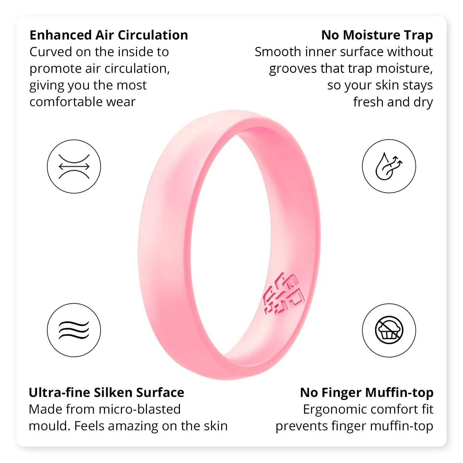 Blush Rose Gold Breathable Silicone Ring For Women