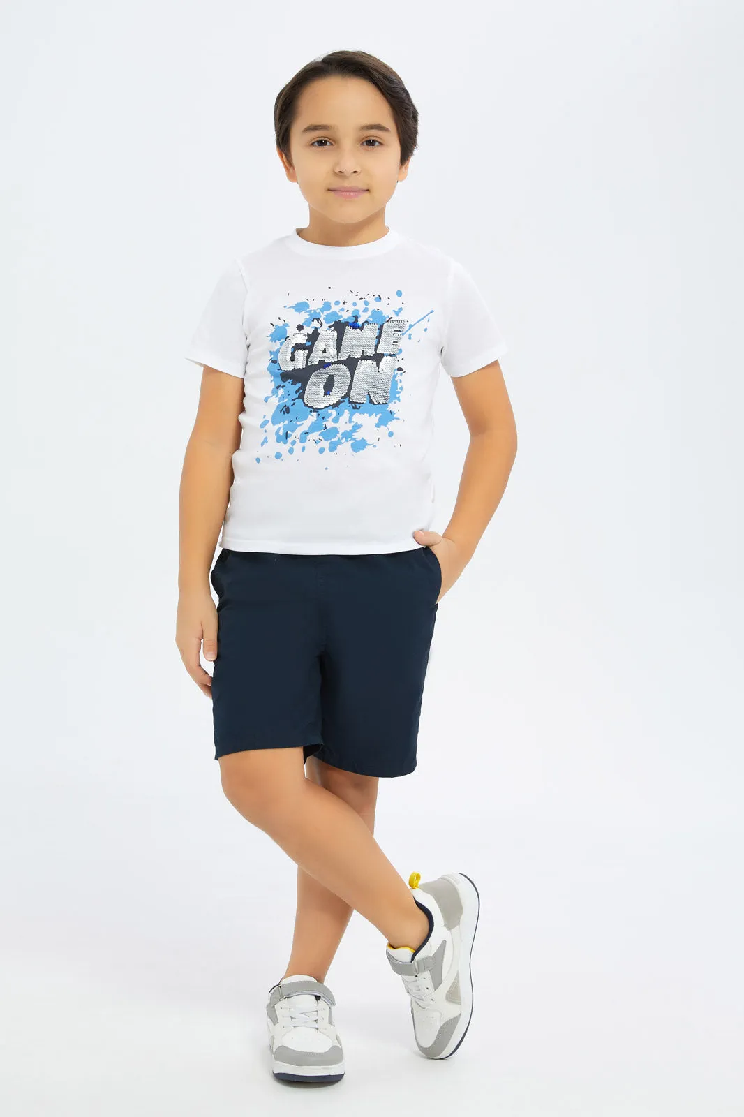 Boys Navy And Blue Balloon Pull-On Shorts Set (Pack Of 2)