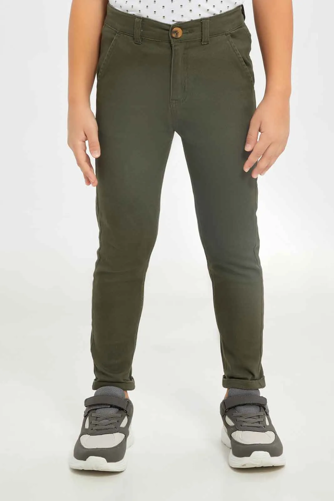 Boys Olive Chino Trouser