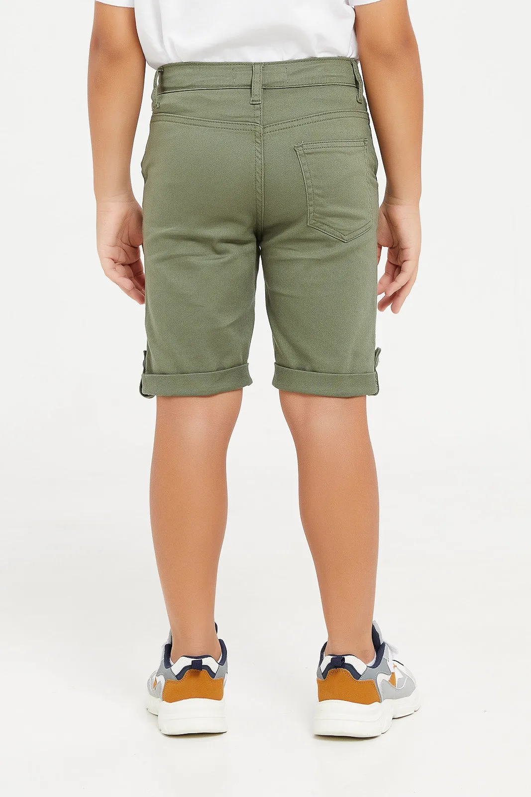 Boys Olive Pull On Chino Short