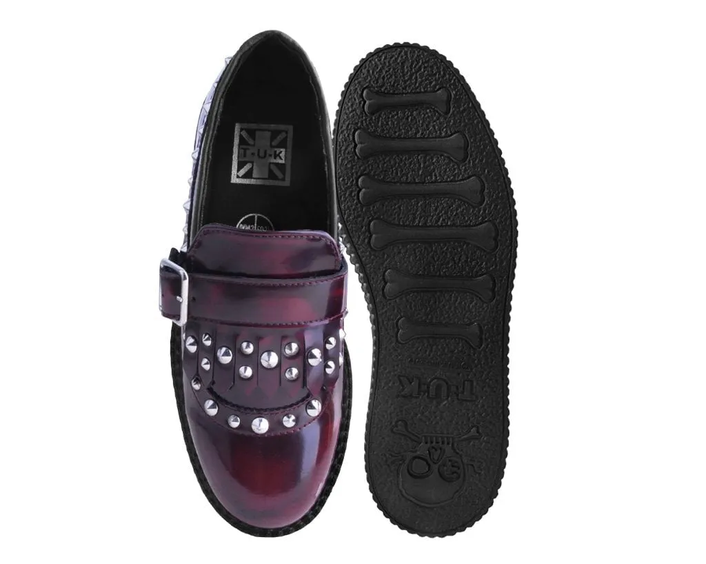 Burgundy Rub Off Studded Loafer