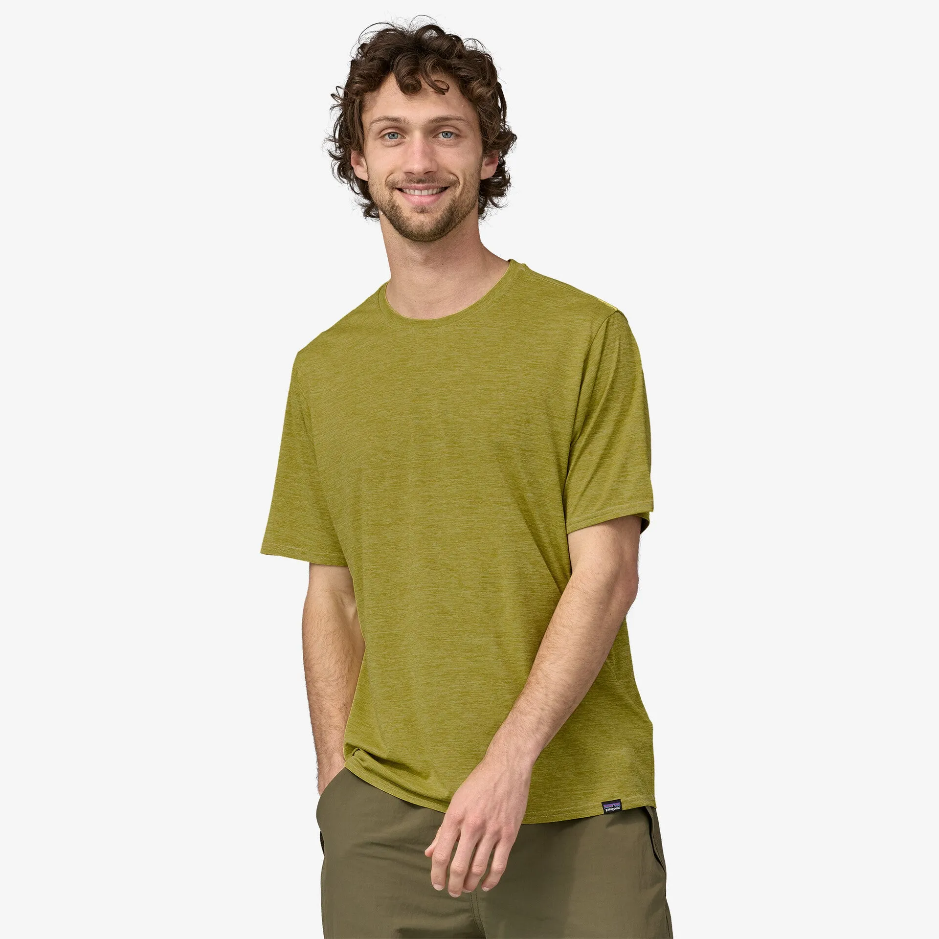 Capilene Patagonia Men's Cool Casual Shirt in Shrub Green - Perch Yellow X-Dye