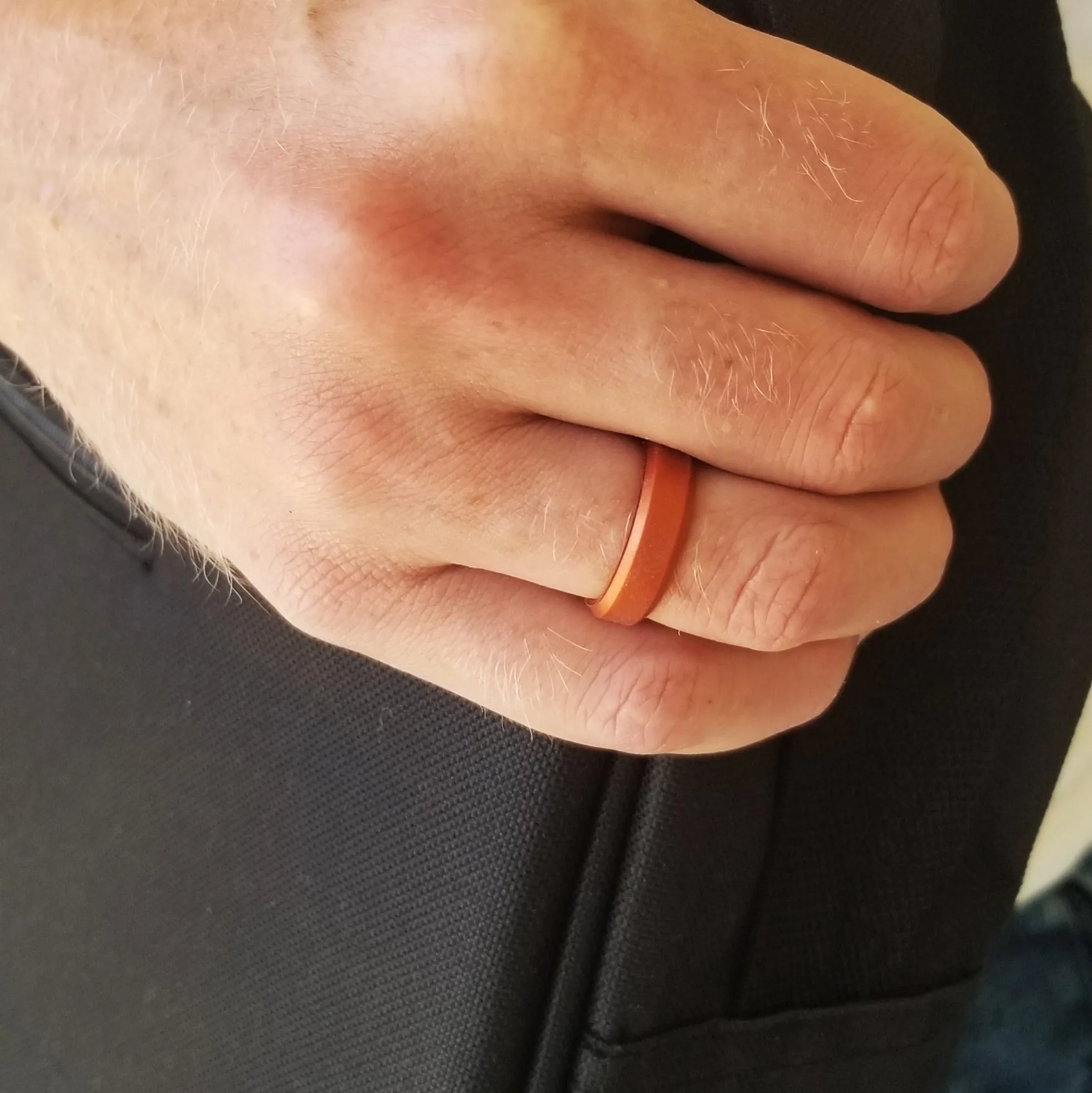 Copper Bevel Edge Breathable Silicone Ring for Men