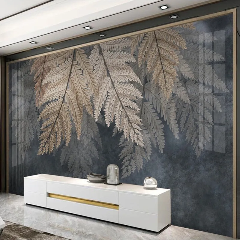 Custom Mural Wallpaper Modern Art Plant Leaves (㎡)