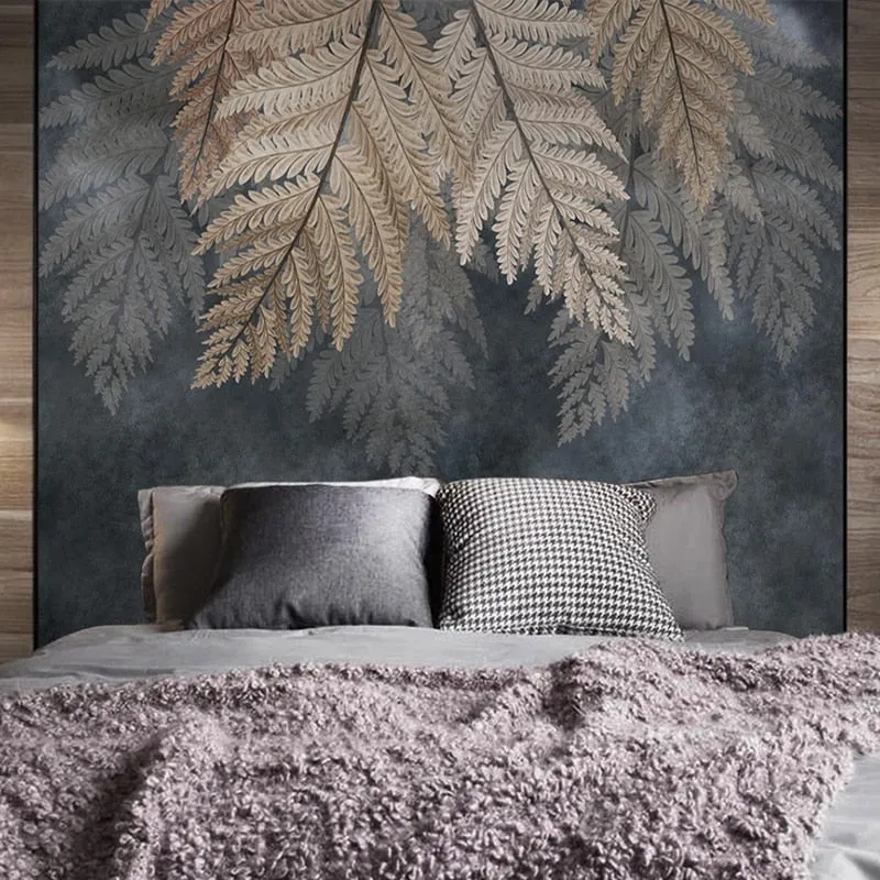 Custom Mural Wallpaper Modern Art Plant Leaves (㎡)