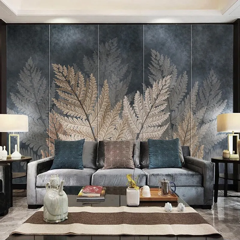 Custom Mural Wallpaper Modern Art Plant Leaves (㎡)