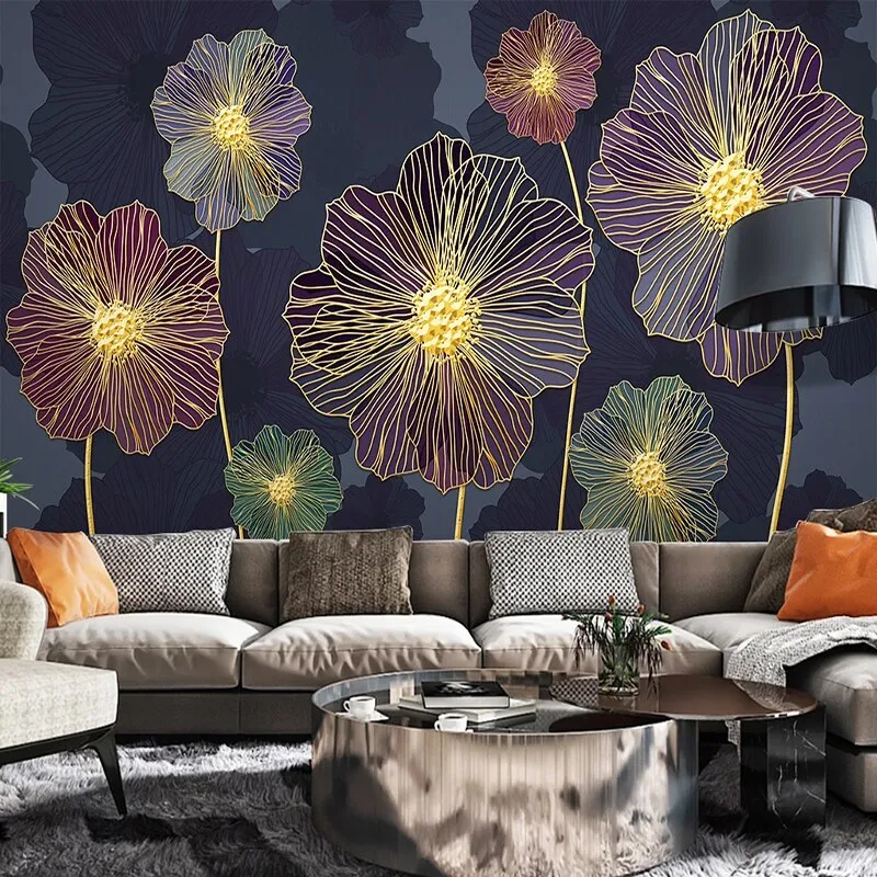 Custom Mural Wallpaper Modern Style Plant Flowers (㎡)