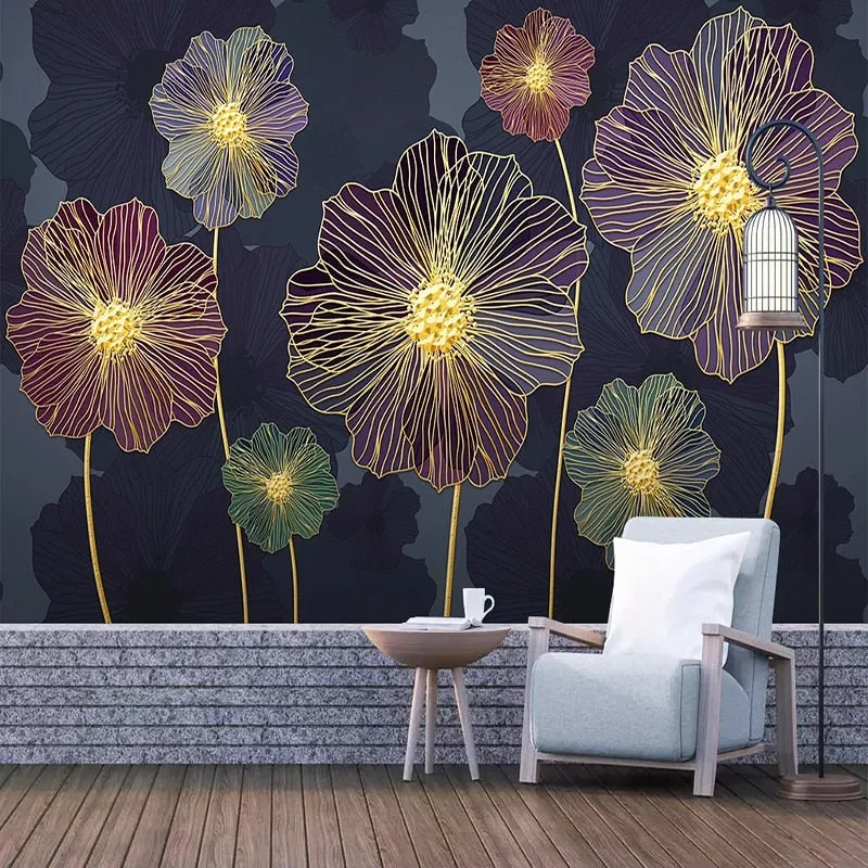 Custom Mural Wallpaper Modern Style Plant Flowers (㎡)