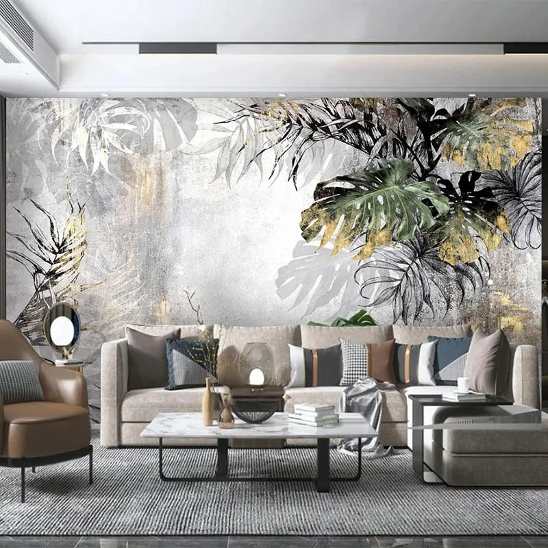 Custom Mural Wallpaper Tropical Rain Forest Leaves (㎡)