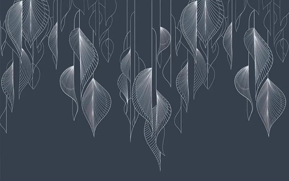 Custom Wallpaper Mural Modern Abstract Art Plant Leaves (㎡)