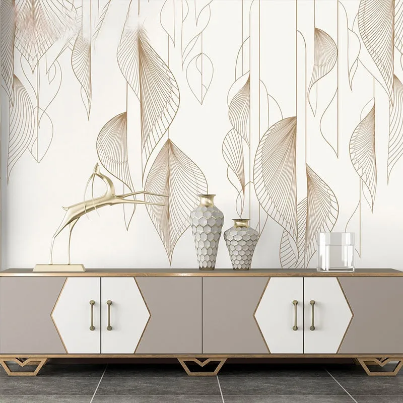 Custom Wallpaper Mural Modern Abstract Art Plant Leaves (㎡)