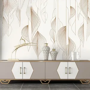 Custom Wallpaper Mural Modern Abstract Art Plant Leaves (㎡)