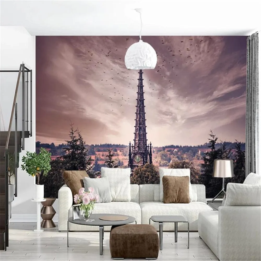 Custom Wallpaper Mural Retro Photography Tower Landscape (㎡)