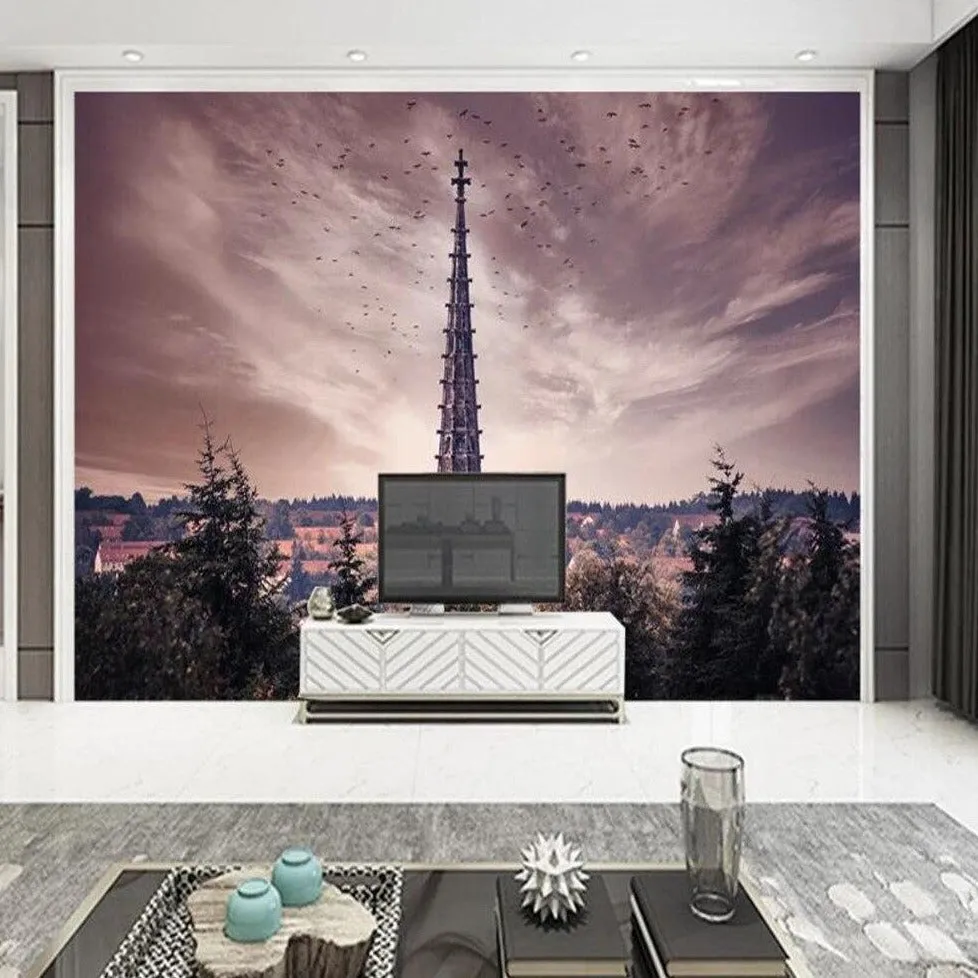 Custom Wallpaper Mural Retro Photography Tower Landscape (㎡)