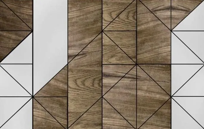 Custom Wallpaper Mural Wood Board Geometric Shapes (㎡)