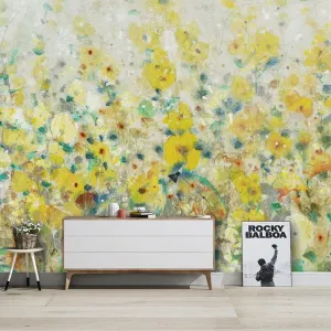 Custom Wallpaper Yellow Floral Mural Abstract Chrysanthemum (㎡)