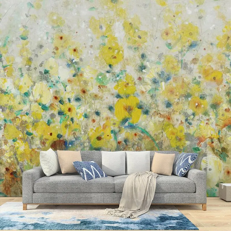 Custom Wallpaper Yellow Floral Mural Abstract Chrysanthemum (㎡)