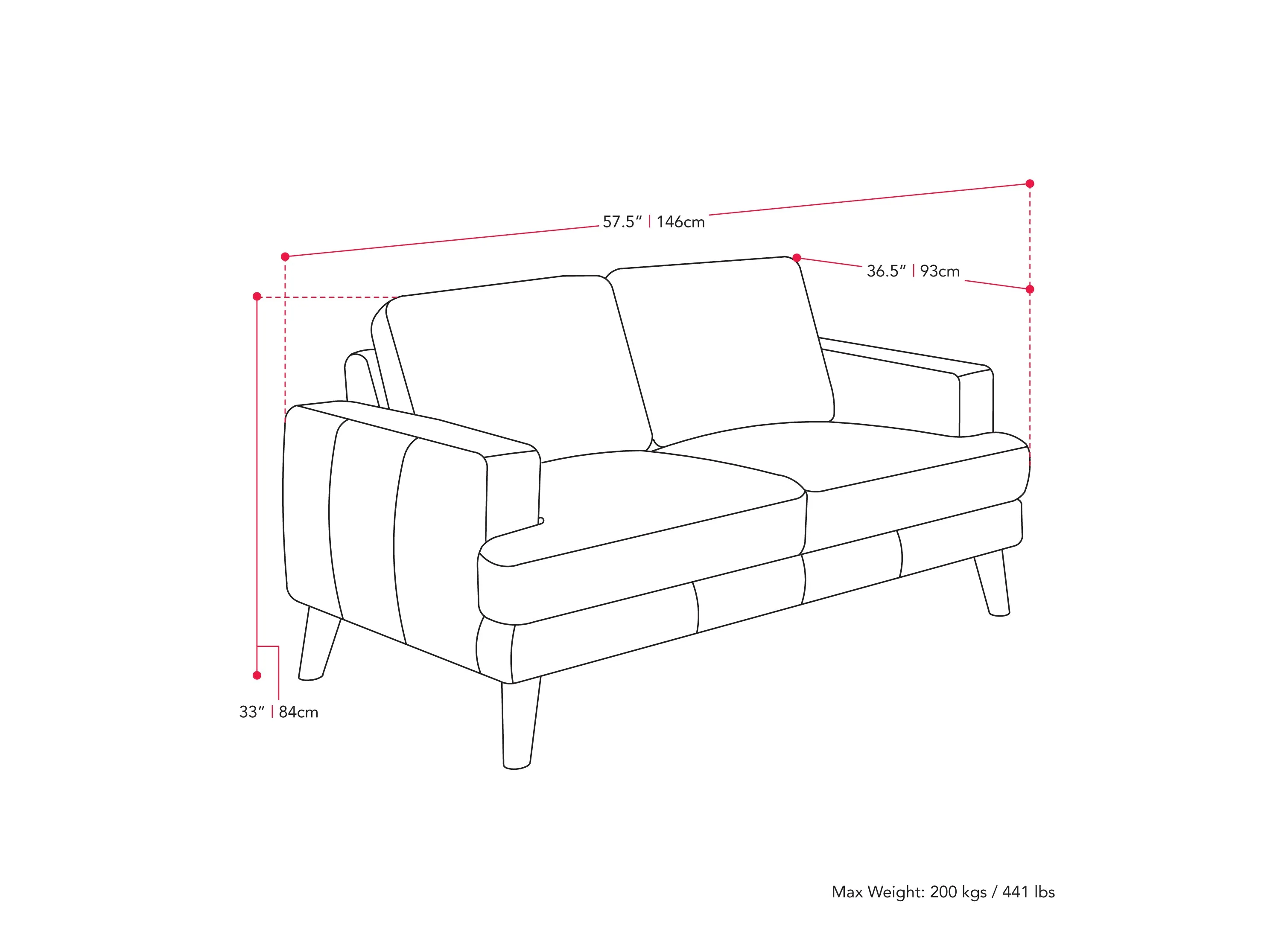 Dark Grey Modern Loveseat