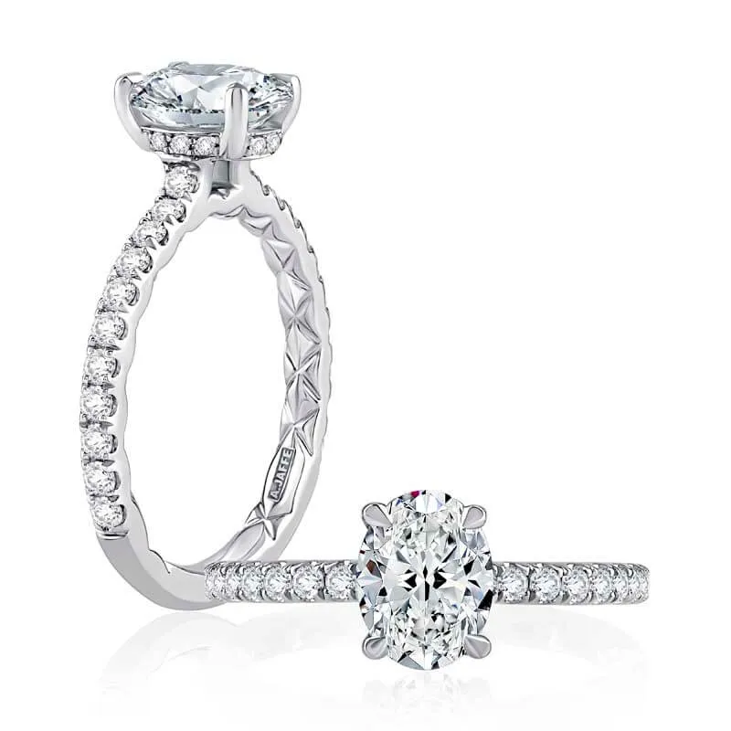 Diamond Pave Engagement Ring with Quilted Interior