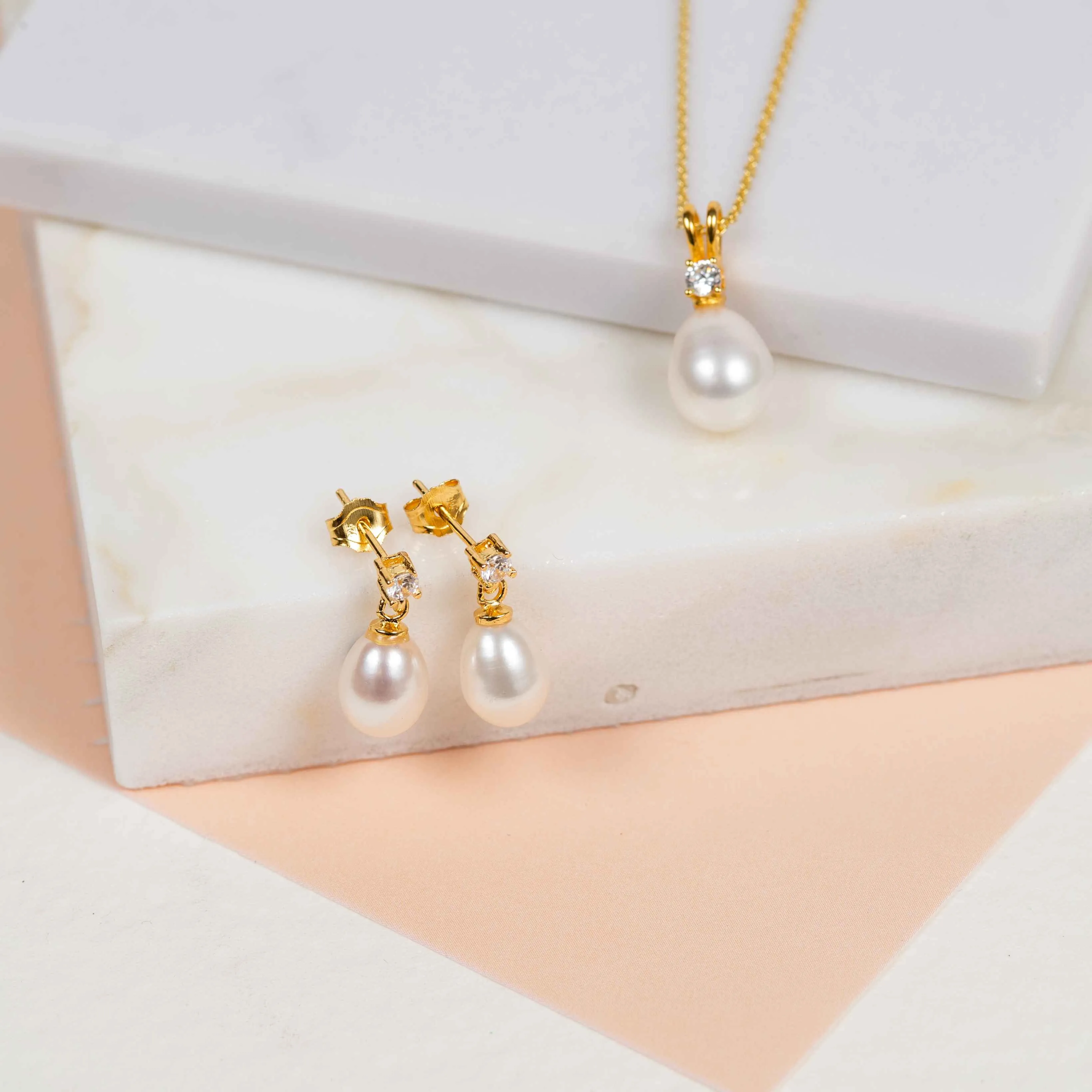 Drayton White Pearl & Cubic Zirconia Gold Vermeil Oval Earrings