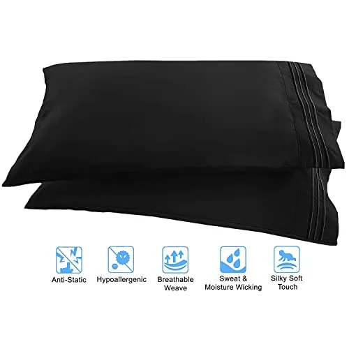 Elegant Comfort 4 Piece 1500 Thread Count Luxury Ultra Soft Egyptian Quality Bed Sheet Set, Queen, Black